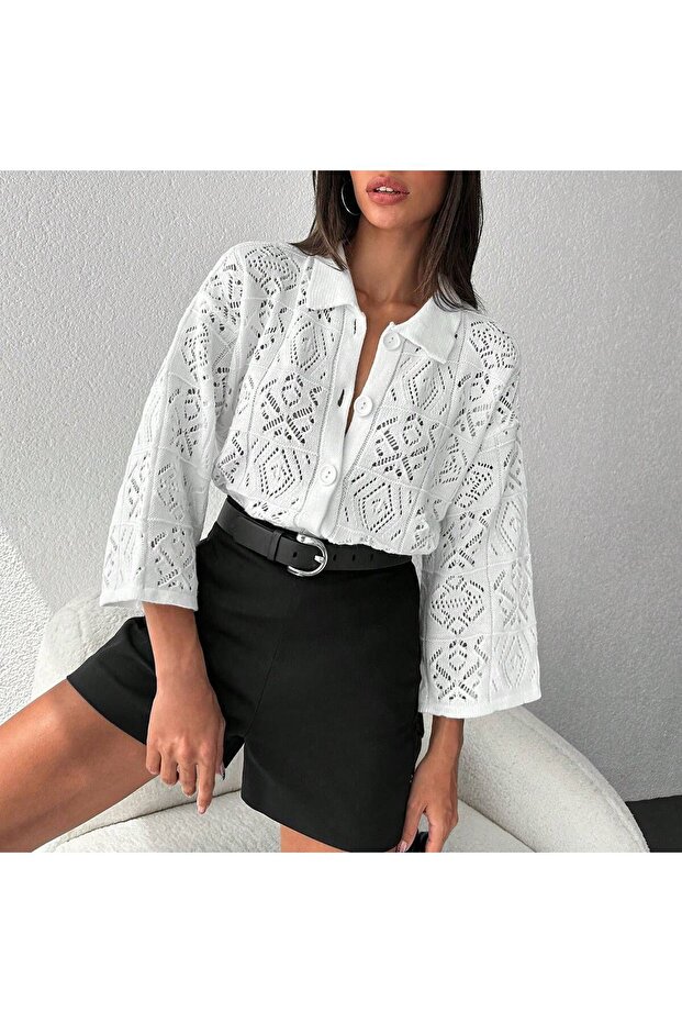 Kadın Düğmeli Hırka Triko - 2