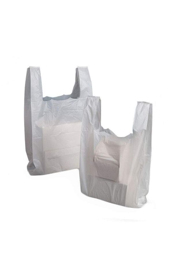 Kalın Kırık Beyaz Poşet Büyük Boy 1 Kg Hışır Atlet Poşet Market Manav Poşeti Çöp Poşeti - 3