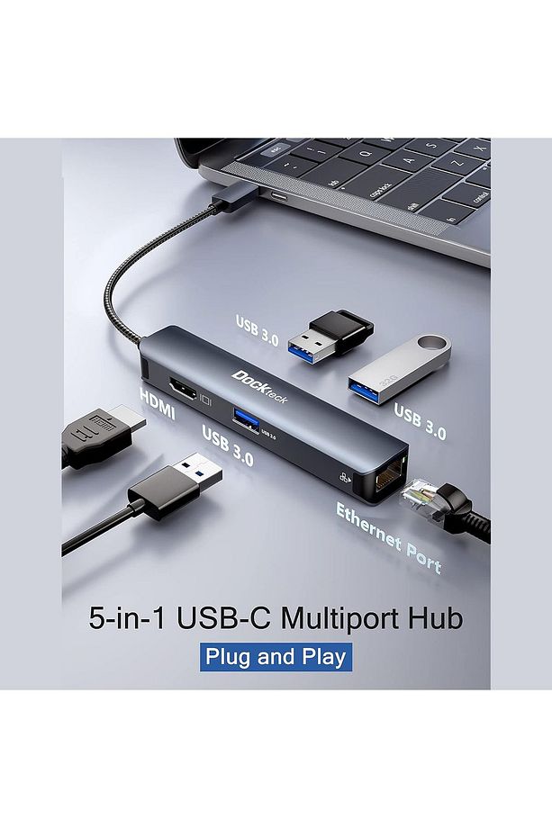 DD0002 HDMI Ethernet 3xUSB 3.0 5 in 1 Multiport USB C Hub - 7