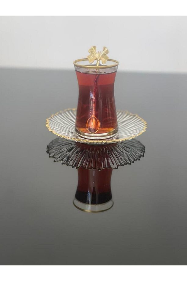 18 Parça Çay Seti Ithal Elysia Tabaklı Kelebek Çay Kaşıklı Set - 6
