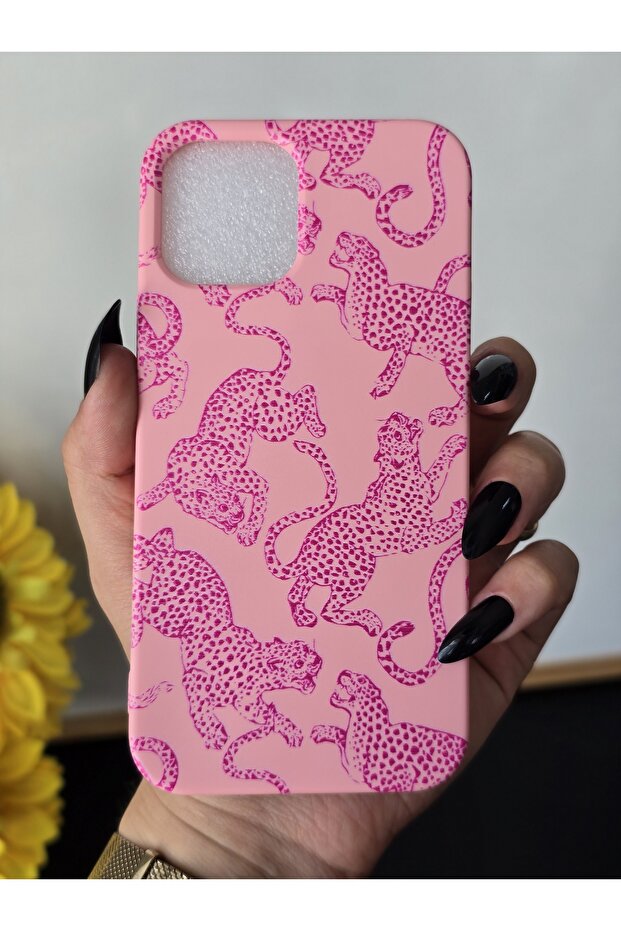 حافظة إطلاق بنمط الفهد الوردي المتوافقة مع هاتف Iphone 12 / 12 Pro - 2