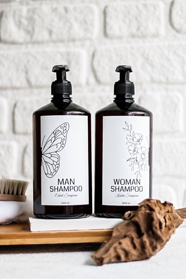 Butterfly Model Women's and Men's Shampoo Labeled Plastic Amber Bottle 1000 ml