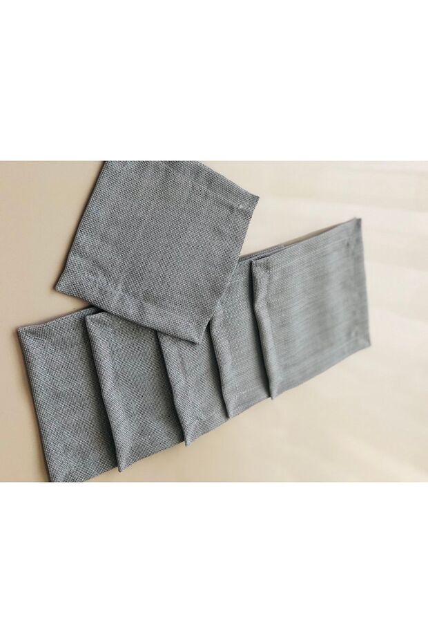 Gri Renk 6lı Kokteyl Peçete Linen Kumaş - 3