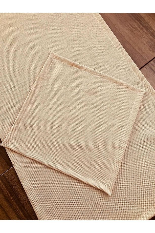 Kapicino Renk Linen Kumaş 12 Peçete 1 Runner Servis Takımı - 8