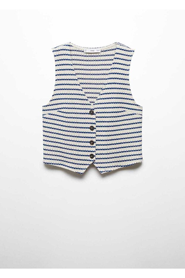 Çizgili dantel bluz - 3