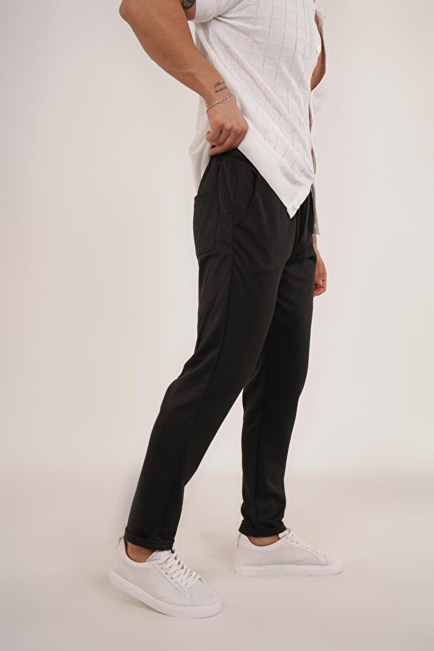 Siyah Diagonel Bel Lastik Pant Tk - 3