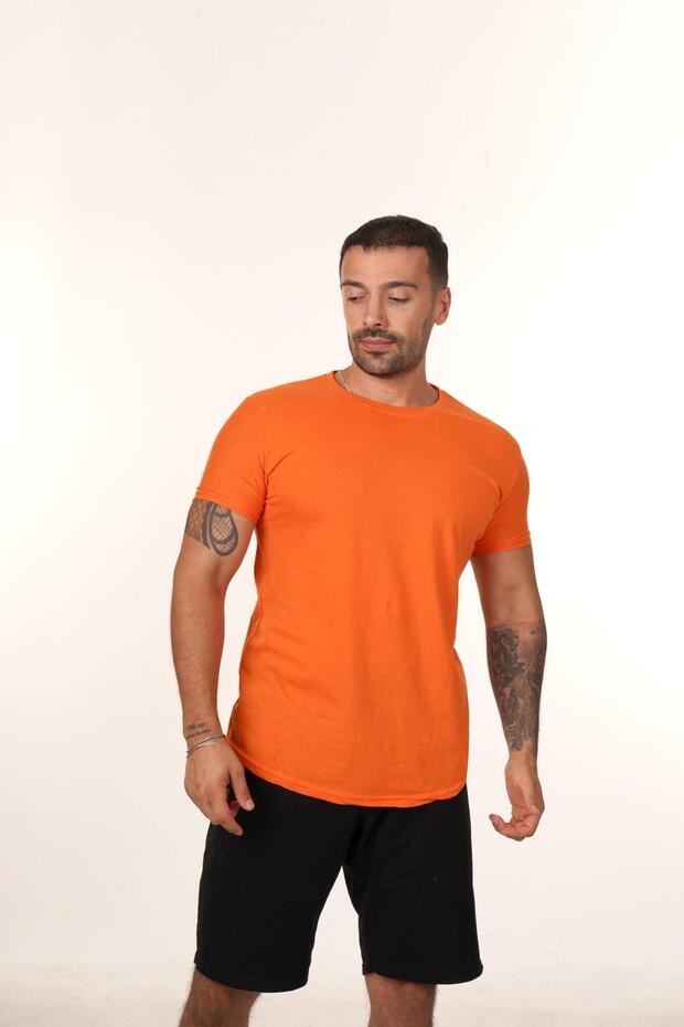 Turuncu Slim Fit Basic T-SHİRT TB - 3