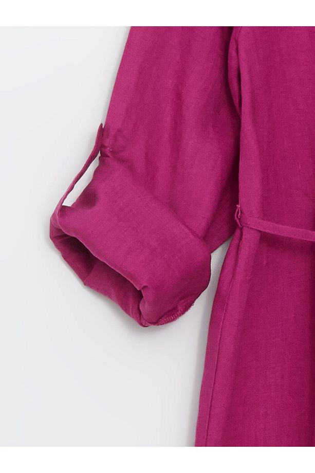 LCW Düz Uzun Kollu Oversize Keten Kadın Gömlek Tunik - 2
