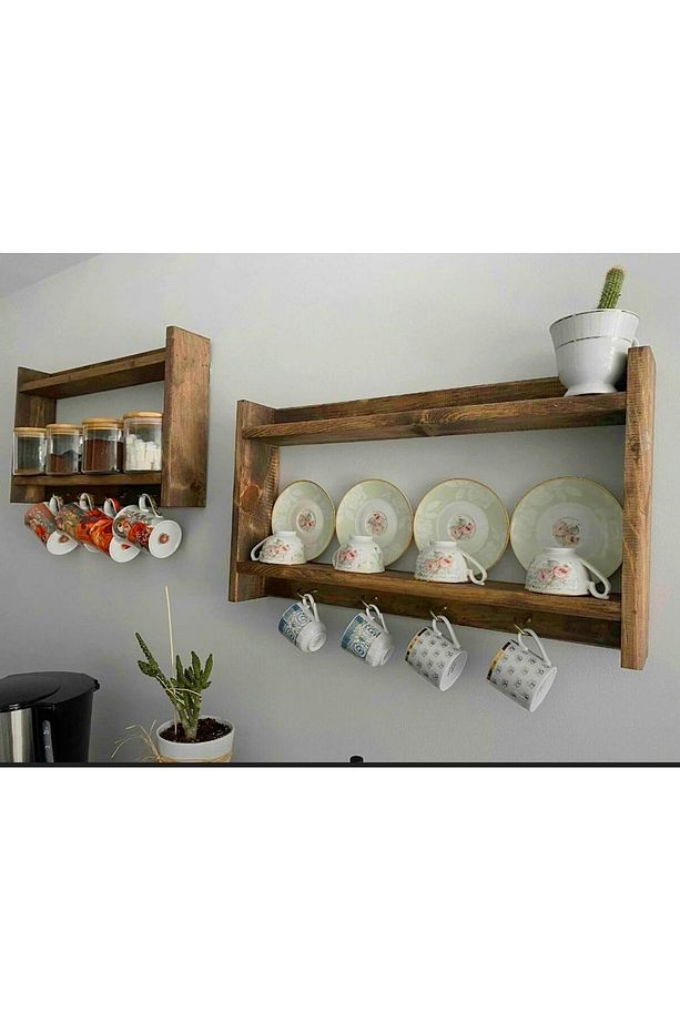 Ahşap Baharatlık fincan rafı terek ( 30×42×8.5) - 3