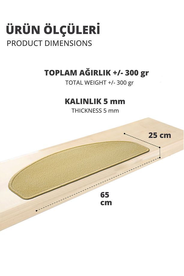 Yarım Ay Bukle Halıdan Ekonomik Basamak Ve Merdiven Paspası 16'lı - Bej Sahara Sarı - 5