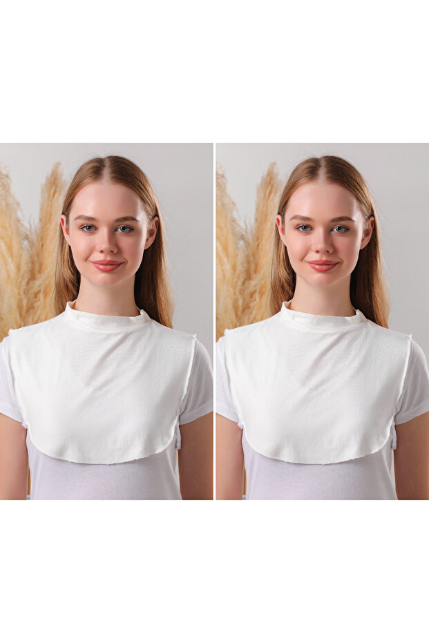 Women's Hijab White White 2 Piece Neck Collar