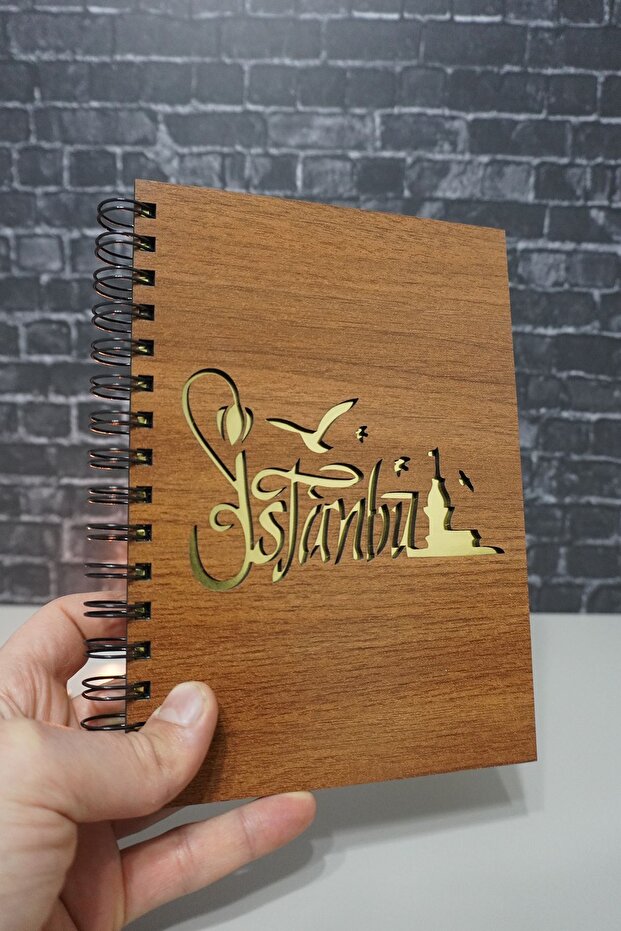 Istanbul Patterned Wooden Notebook - Notebook - School Notebook - Unlined Notebook - Notebook - 3