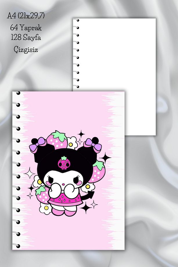 Kuromi Çizgisiz A4 Okul Defteri,64 Yaprak (21X29,7 CM) - 1