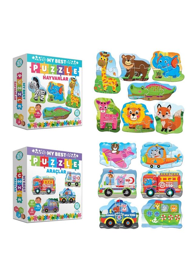 18-36 Ay Hayvanlar Ve Taşıtlar Puzzle Set - 1