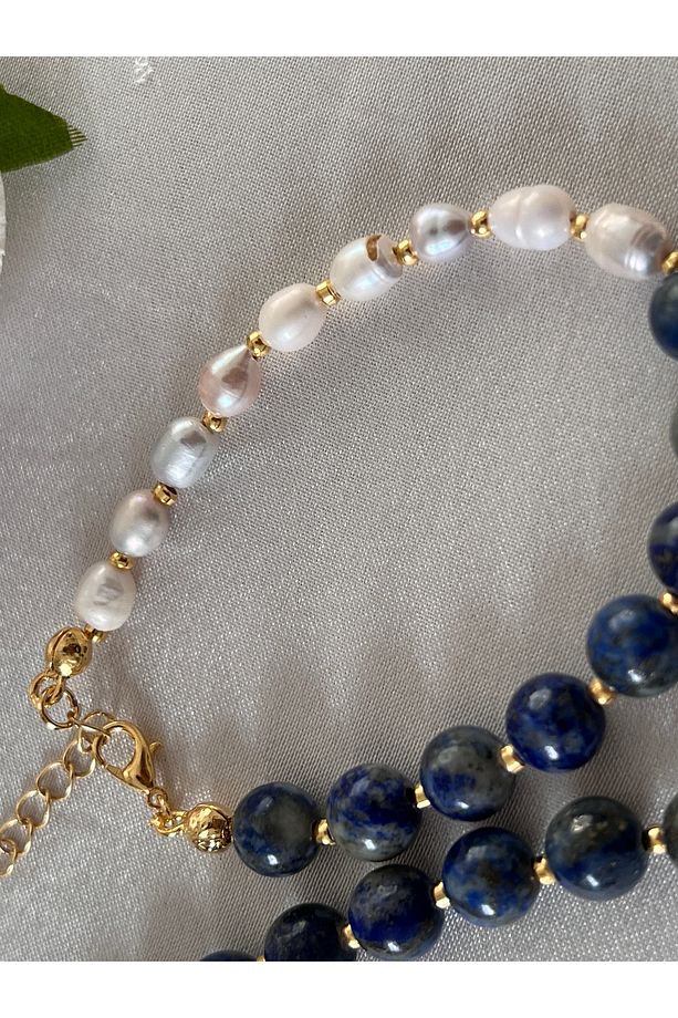 Sertifikalı Gerçek Inci Lapis Lazuli  bileklik set, Inci Ve Lapis Taşlı set, Gerçek Inci - 7