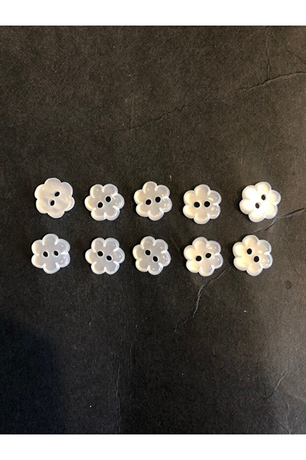 Pearlescent White Daisy Flower Model Baby Size Polyester Button 18 Size Buttons - Pack of 10 Buttons - 1
