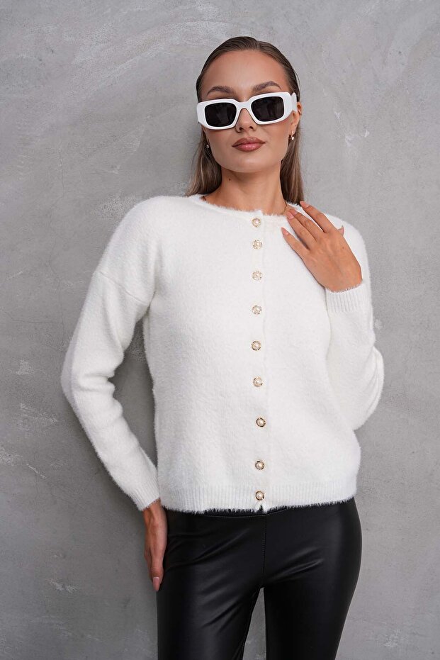 KADIN İNCİ DÜĞMELİ TRİKO HIRKA - 6