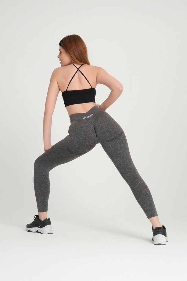Gri Gymhams Kalçası Büzgülü Kalça Şekillendirici Push Up Spor Tayt - 3