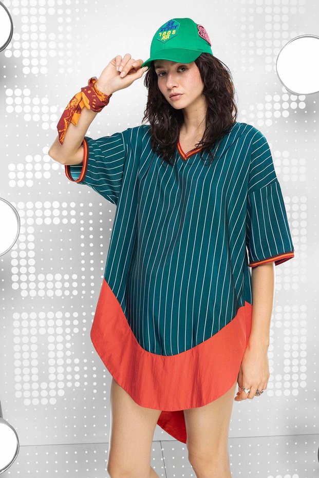Dark Green Orange Tunic 15280