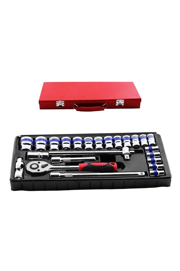 Lokma Takımı 24 Parça Uzatma T Kolu Buji Araç Tamir Cırcırlı Chrome Vanadium 1/2 Dr Socket Set - 3