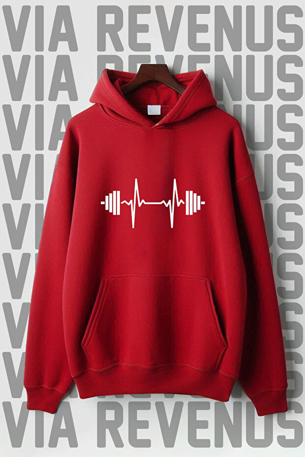 Gym rhythm Printed kangaroo pocket 3 thread Fleece-Lined o Oversized wide fit k Hooded sweatshirt