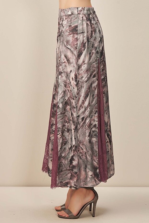 Gray Patterned Flared Skirt - 4