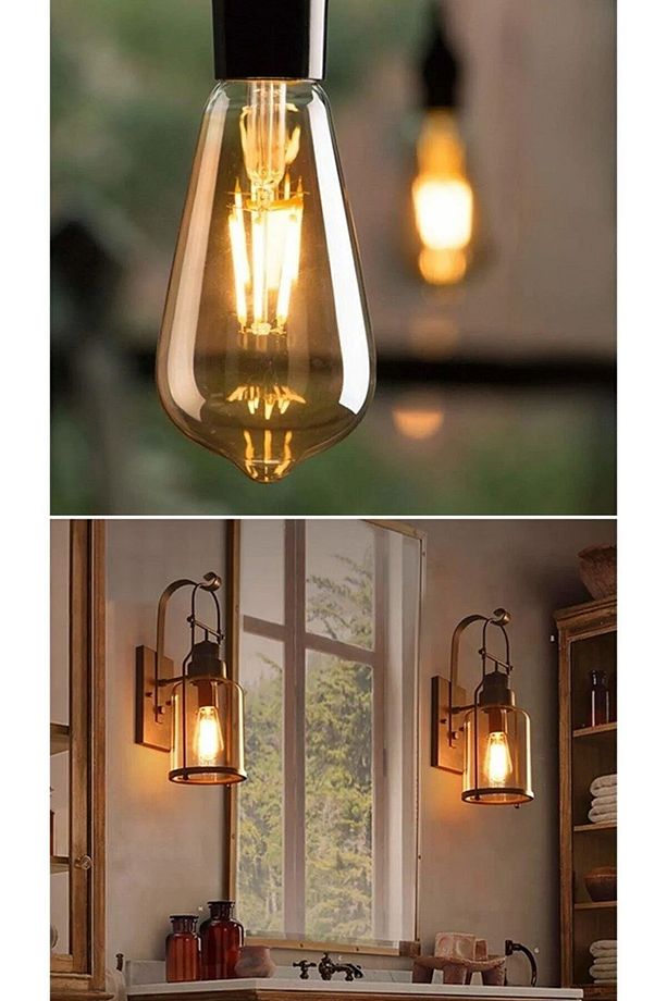 1 Adet 8W St64 Rustik Led Ampul Edison Tip E27 Amber Cam Tasarruflu Dekoratif Vintage Aydınlatma - 2