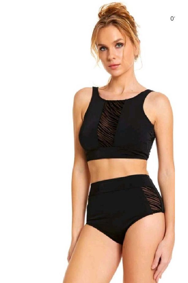 TÜL DETAYLI BÜSTİYER MODEL YÜKSEK BEL BİKİNİ TAKIMI - 2