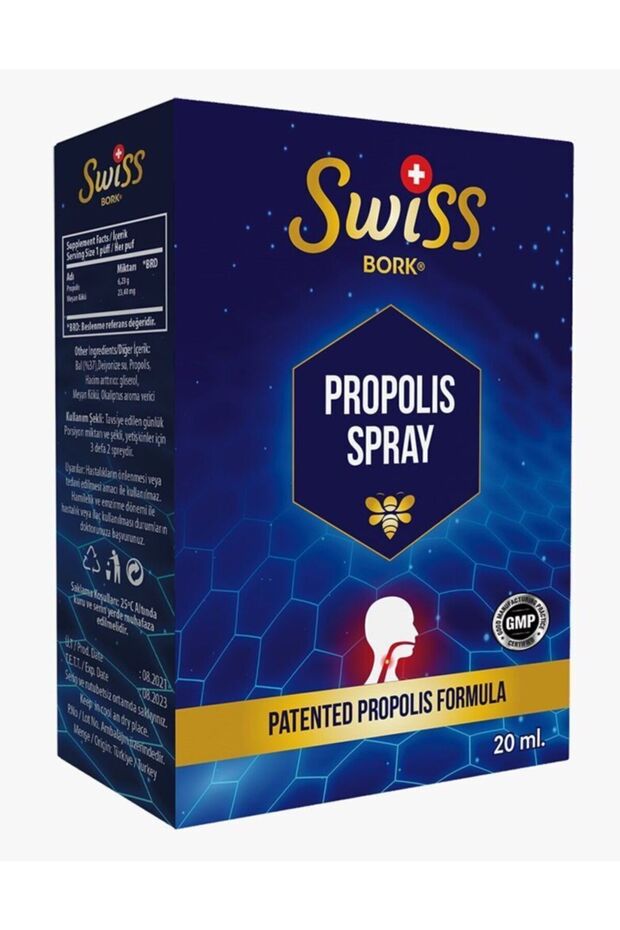 Swiss Bork Propolis Sprey 20 ml • Takviye Edici Gıda • Propolis Ekstresi • Ağız & Boğaz Konforu