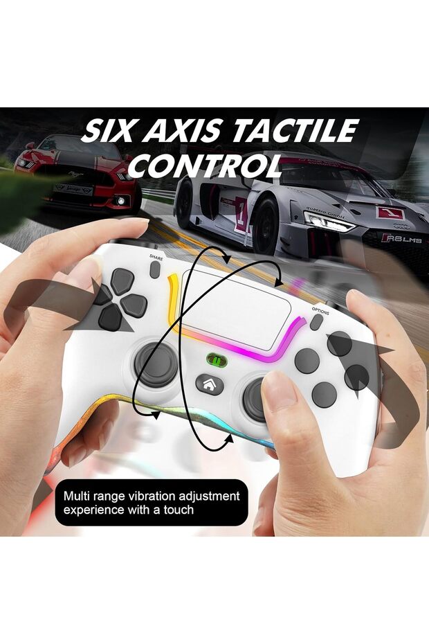 P07 kablosuz oyun PS4 IOS/Android/PC RGB Bluetooth konsolu Gamepad - 3