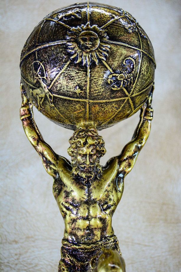 Yunan Tanrısı Atlas Büyük Boy Altın Gold Heykel Biblo - 4