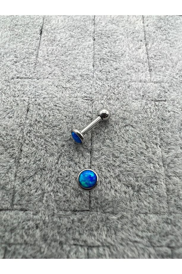Mavi Opal Taşı Cerrahi Çelik Tragus Helix Piercing Küpe Bir Adet 6 Mm - 3