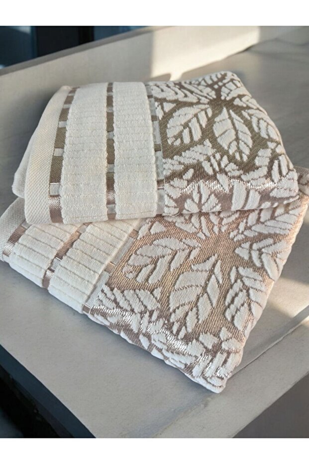 Plum Velvet Ottoman Jacquard 2-Piece 50X90 cm Towel Set