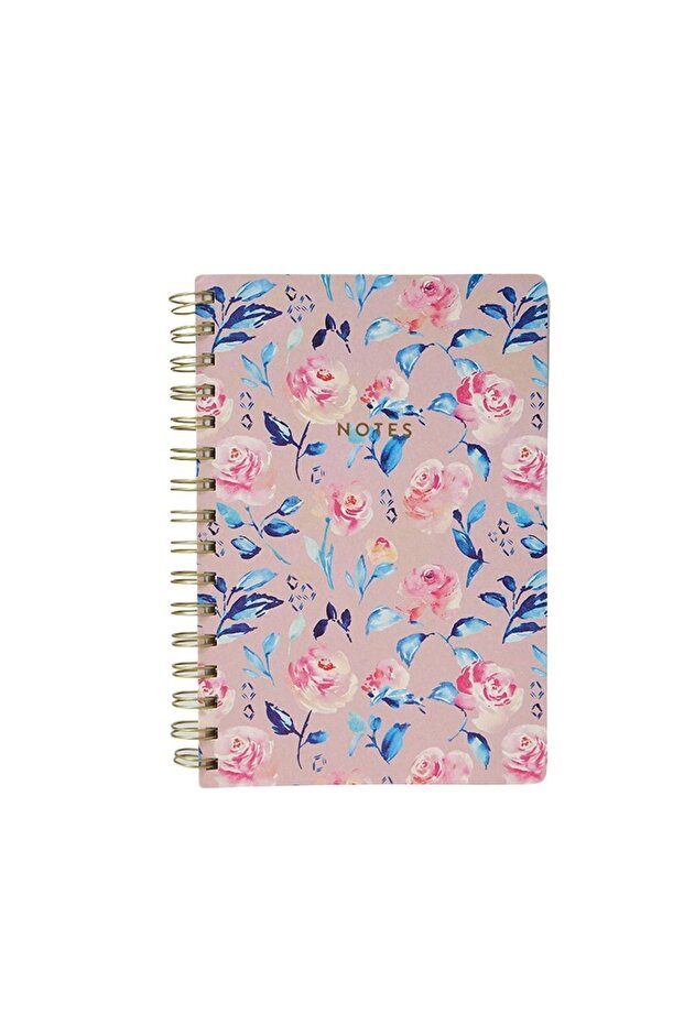 Acar Blume Juno Pink Floral Striped Spiral Notebook 14.5*21 Cm. 256 Pages 80 Gr. 1.dough