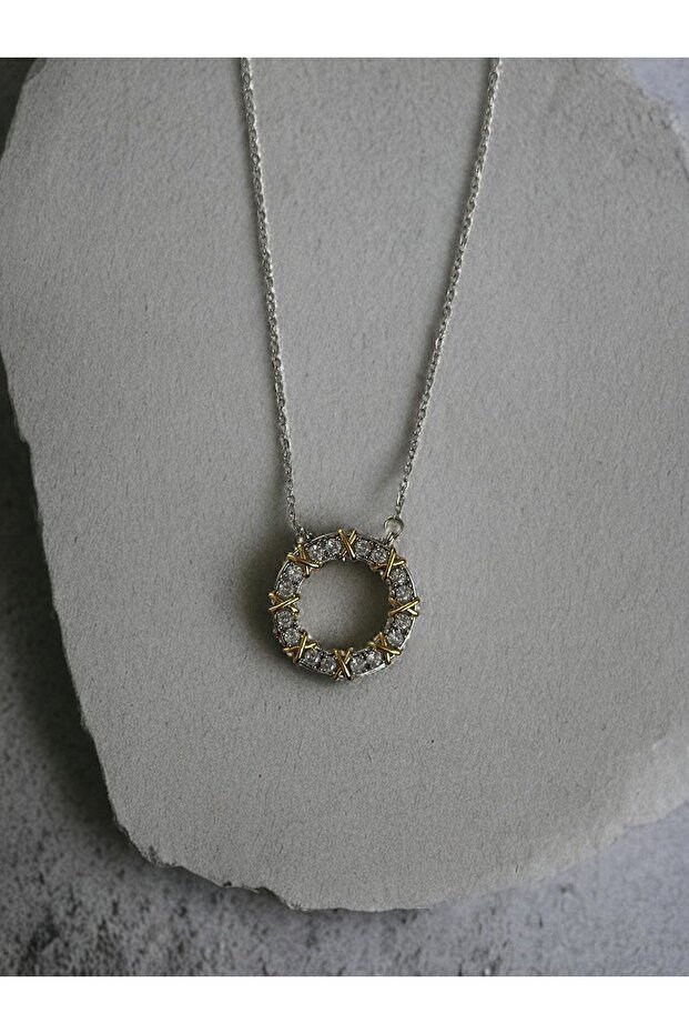 Steel Zircon Stone Xoxo Necklace