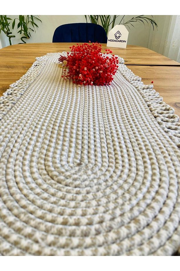 Jüt, Hasır, Dekoratif Masa Örtüsü, Runner 35x100 CM, Amerikan Servis, Sehpa Örtüsü, Bohem Tarzı - 3