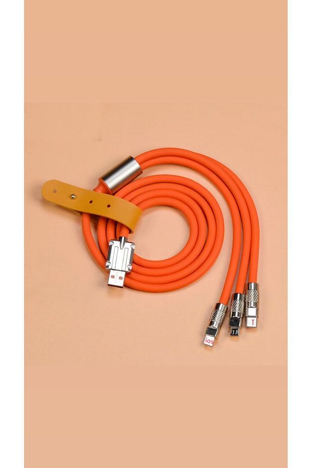 KABLO ÇOKLU KIRILMAYA DAYANIKLI SLİKON ÇELİK BAŞLIKLI 6A 3’ü 1 ARADA APPLE TYPE-C ANDROİD(micro) - 3