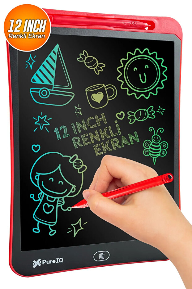 Writing Tablet Lcd 12 Inç Dijital Kalemli Çizim Yazı Tahtası Grafik Not Yazma Eğitim Tableti - 1