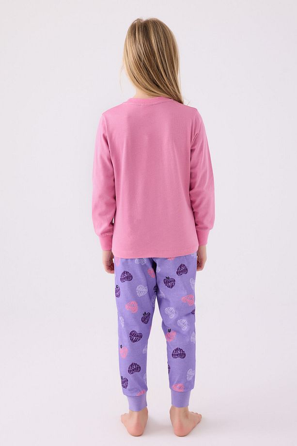Kız Çocuk Pembe Uzun Kol Pijama Takım - 5