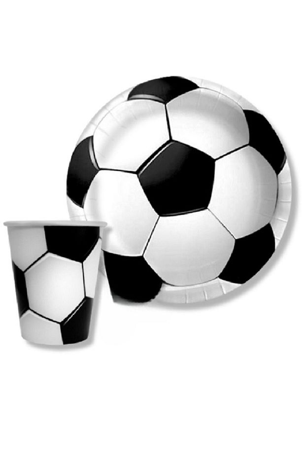 8'Lİ FUTBOL TEMA KONSEPT KARTON TABAK VE BARDAK SETİ - 1