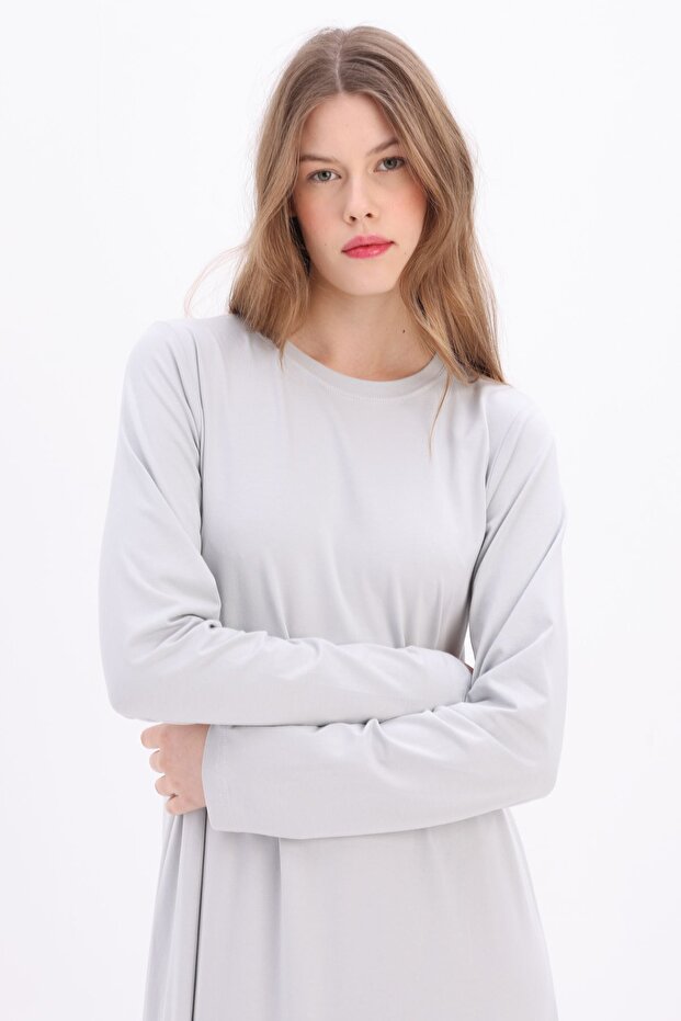 Rochie interioară gri cu mânecă lungă - 5