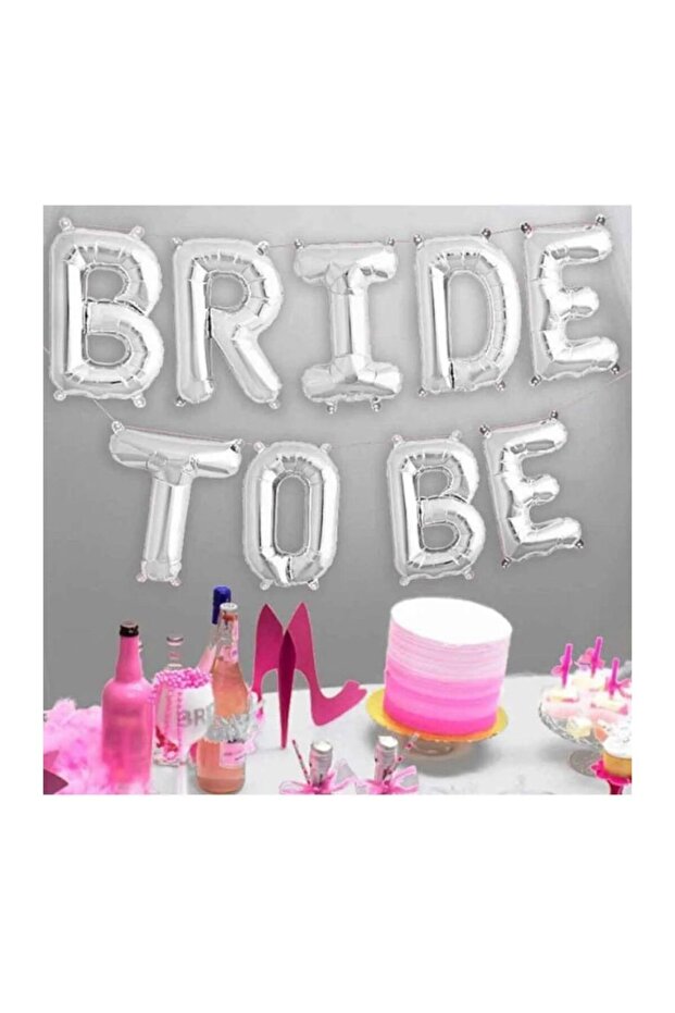 Silver Bride to Be Written Foil Balloon Concept Bachelorette Party Large Balloon Set