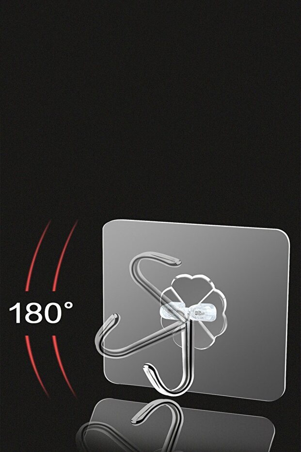 8'li Çok Amaçlı Güçlü Yapışkanlı Şeffaf Askılık Banyo Mutfak Wc Kapı Dolap 180 Açıya Sahip Askılık - 2