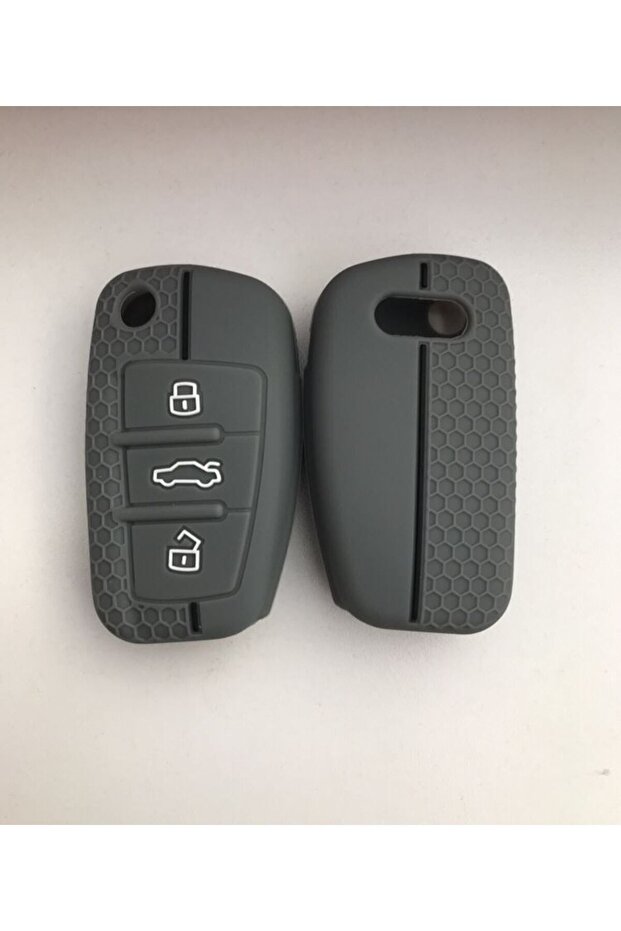 Luxury Audi A1 A3 A4 A5a 6a A7 Q3 Q5 Q7 Silicone Key Protection Case Honeycomb Pattern Gray Color