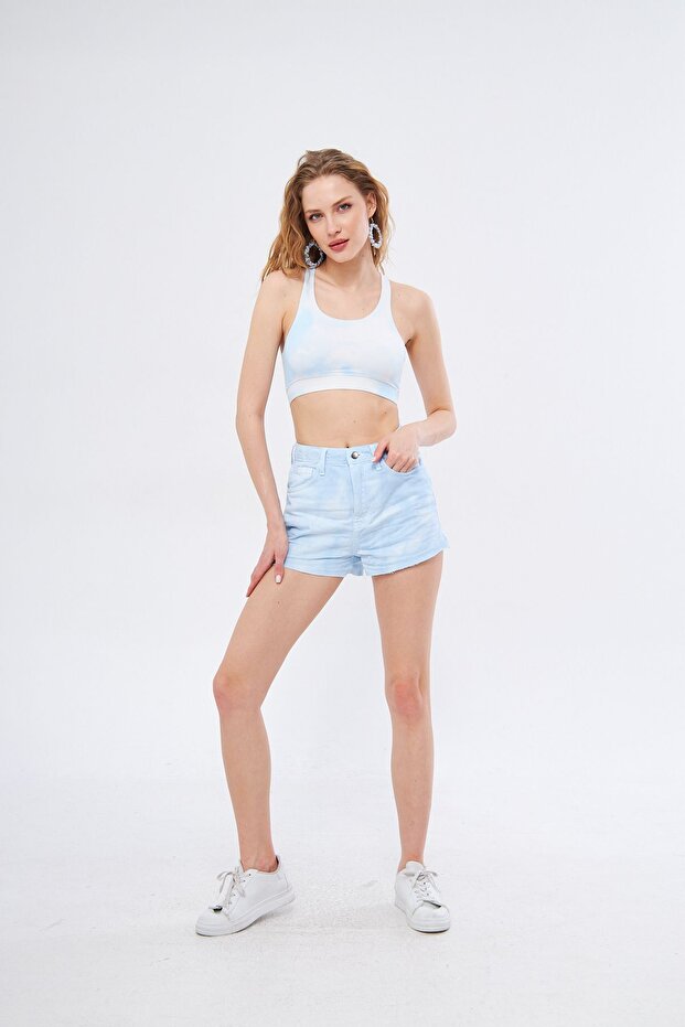 Batik Desen Kadın Denim Şort - 2