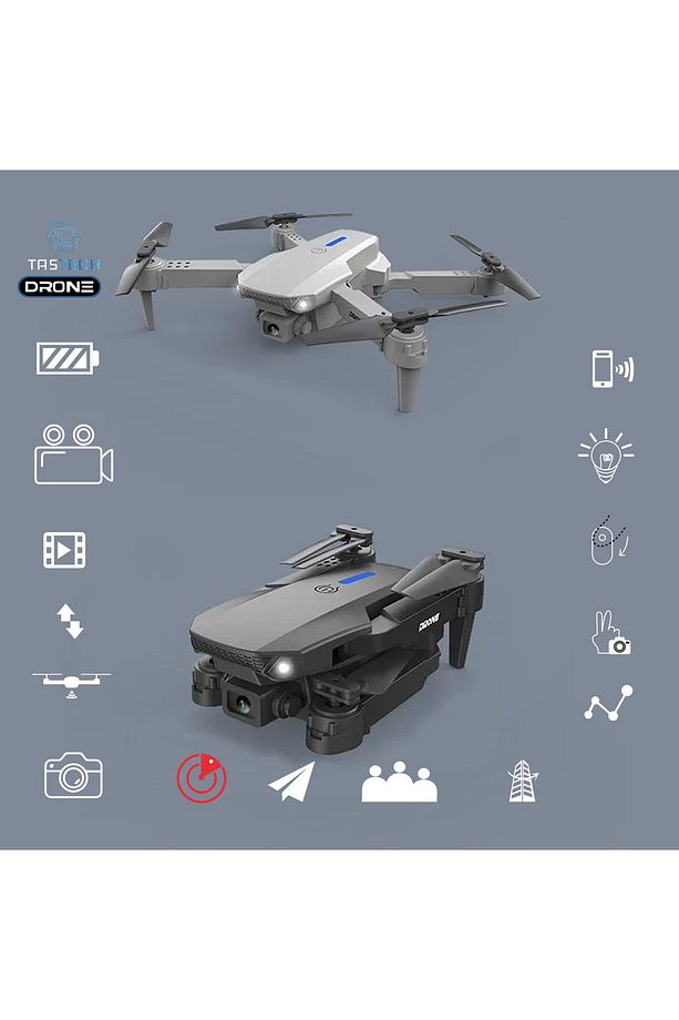 Çift Kameralı Drone Led Işıklı Wifi App Ve Uzaktan Kumanda Kontrollü Quadcopter Katlanabilir Şarjlı - 4