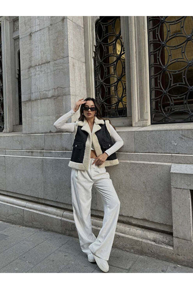 __el__ Γυναικείο τζιν γιλέκο - Σχέδιο γούνας - 3