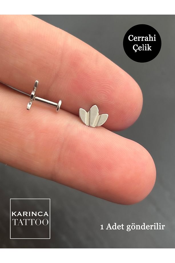 Lotus Flat Conch Forward Helix Kulak Tragus Piercing Küpe - 3