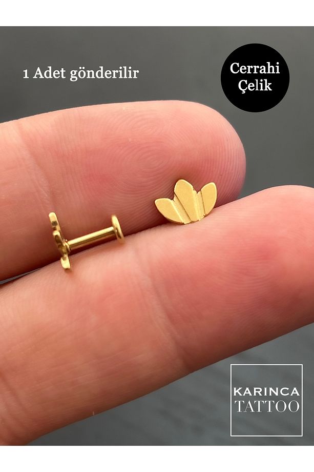 Lotus Flat Conch Forward Helix Kulak Tragus Piercing Küpe - 1