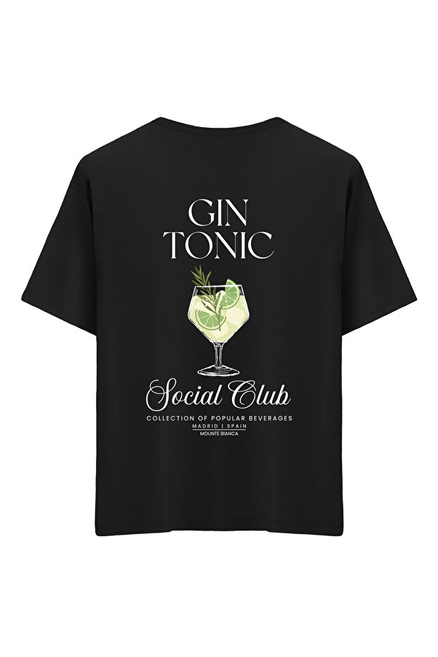 تي شيرت Gin Tonic للجنسين - تي شيرت كبير الحجم